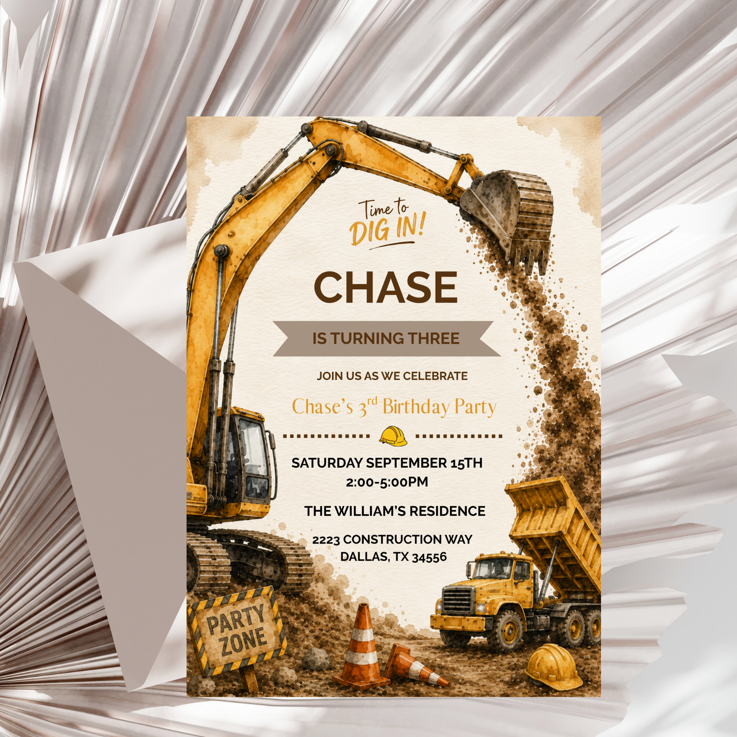 Construction Birthday Party Invitation