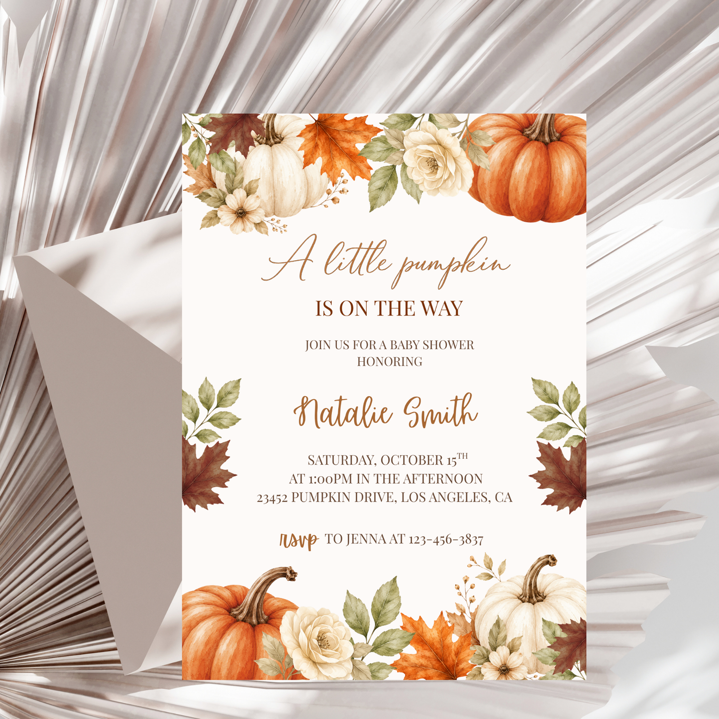 A Little Pumpkin Is On the Way Baby Shower Invitation