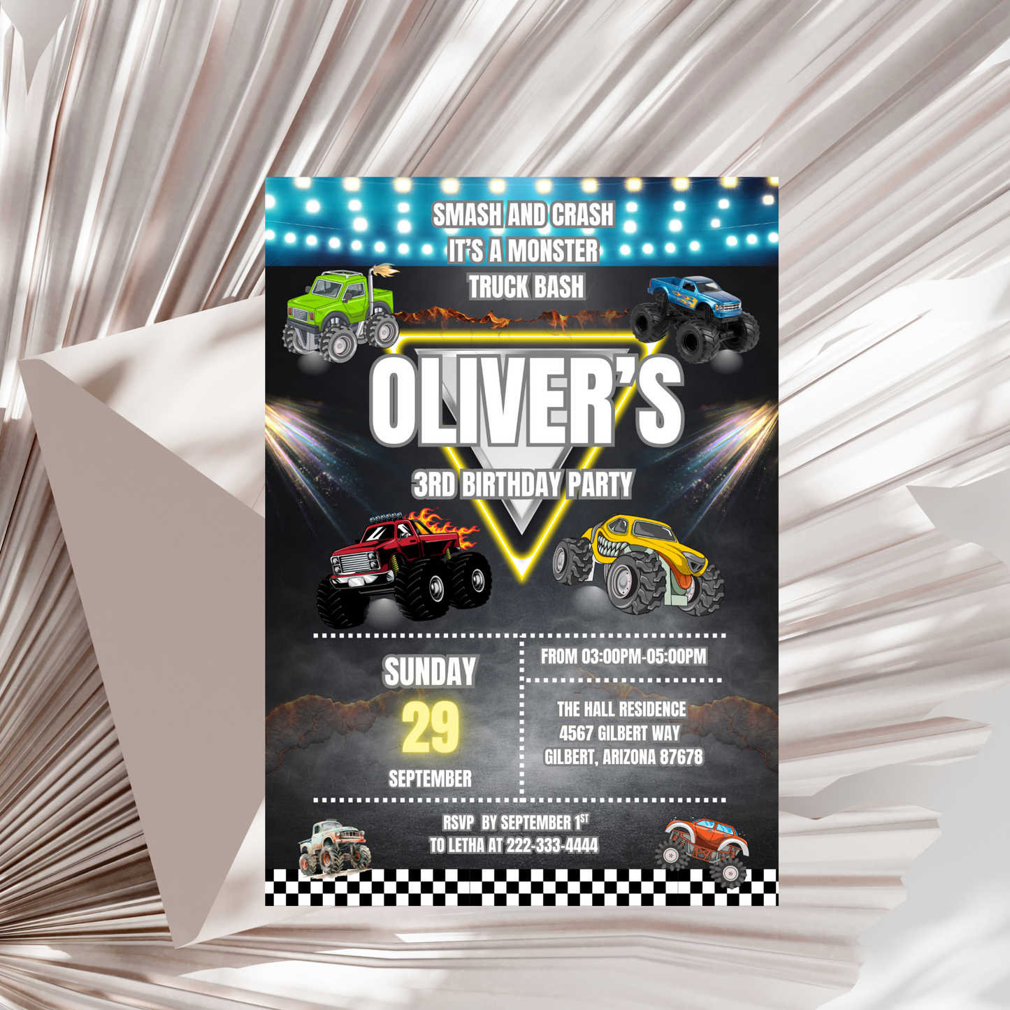 Monster Truck Birthday Invitation