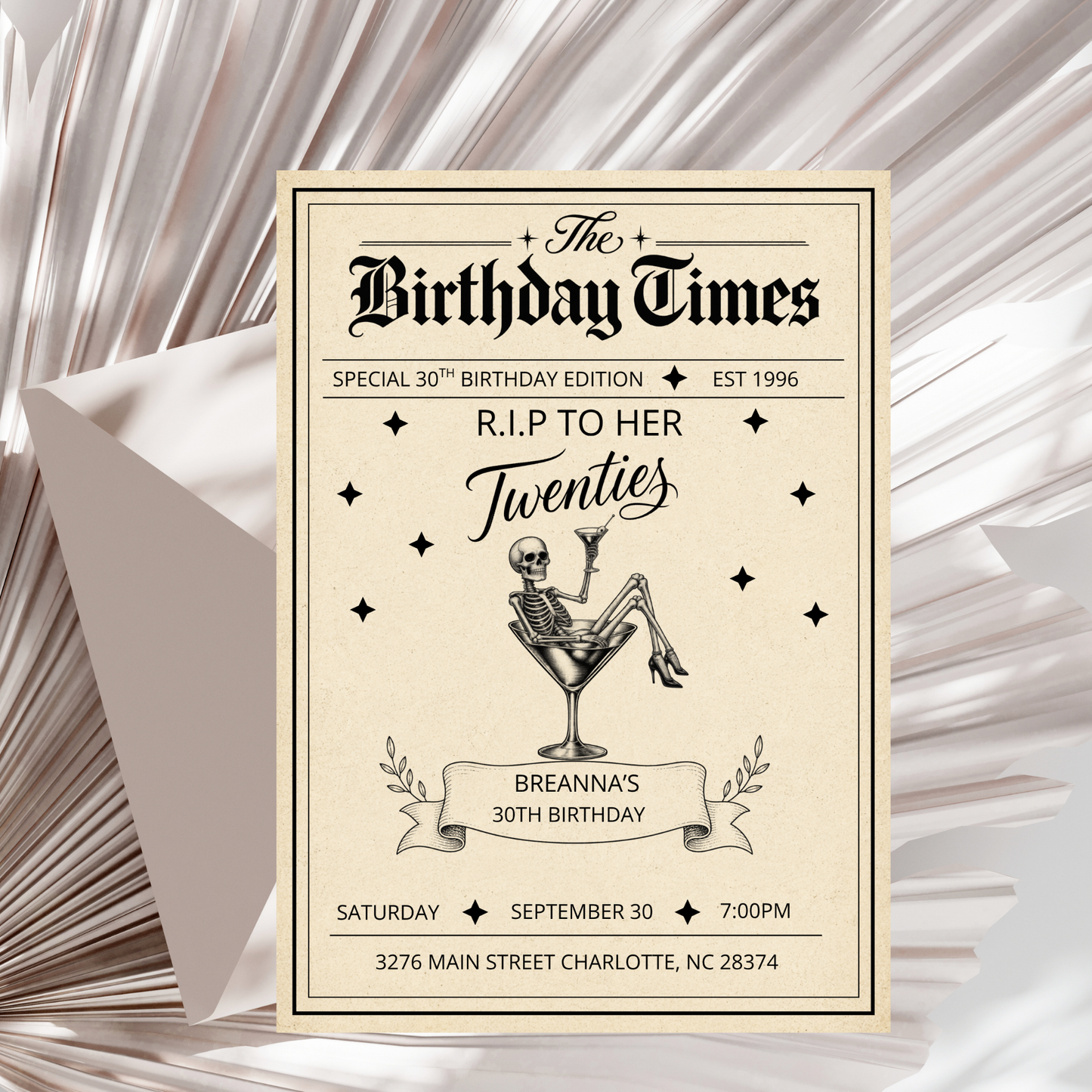 R.I.P to Her Twenties Birthday Invitation