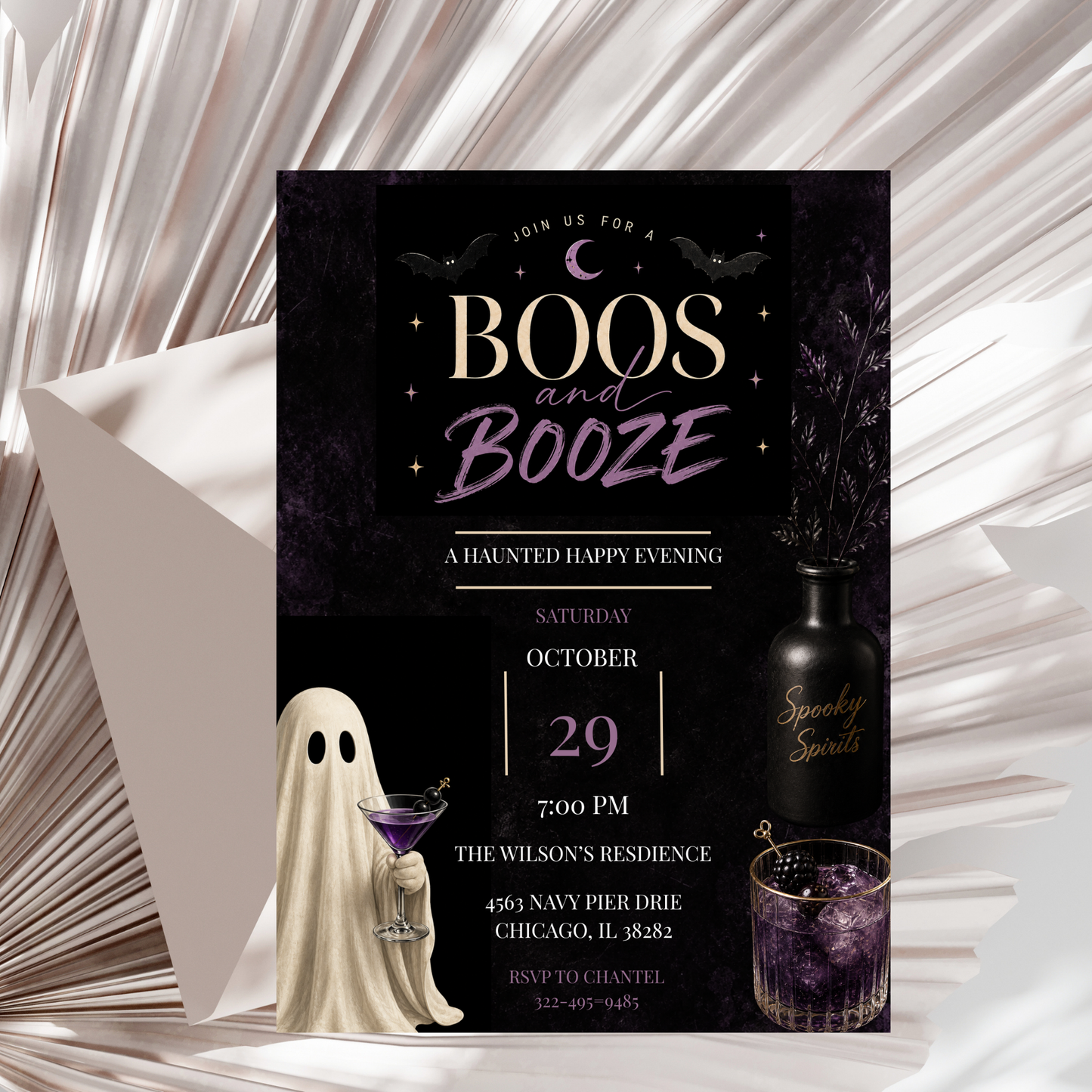 Boos and Booze Halloween Invitation