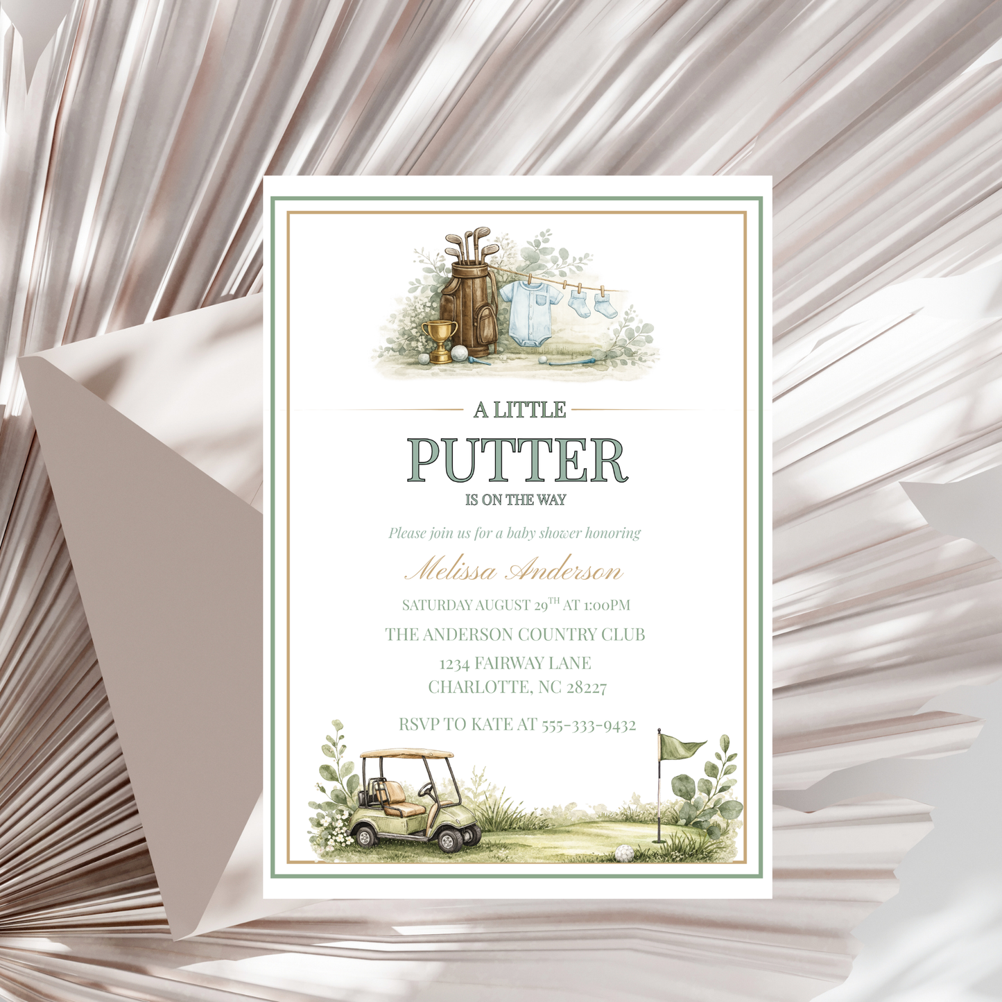 A Little Putter Is on The Way Baby Shower Invitation