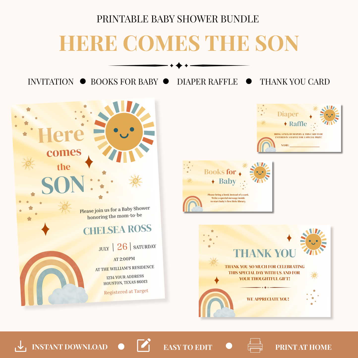 Here Comes the Son Baby Shower Bundle