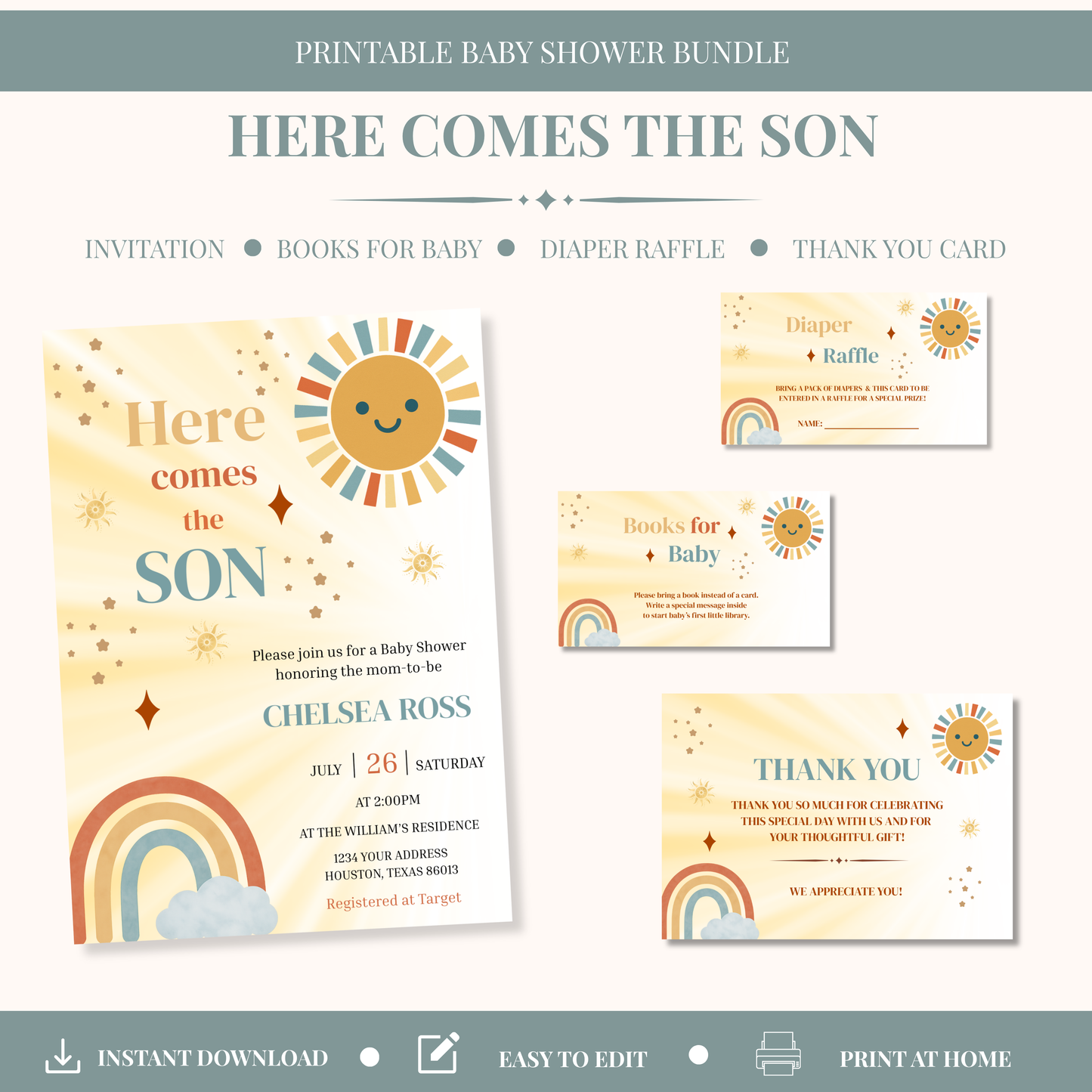 Here Comes the Son Baby Shower Bundle