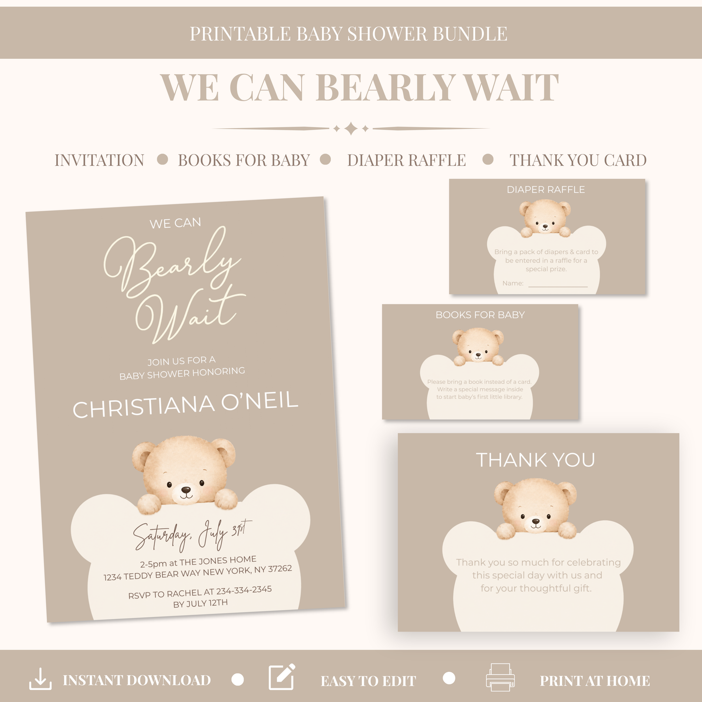 We Can Bearly Wait Baby Shower Bundle