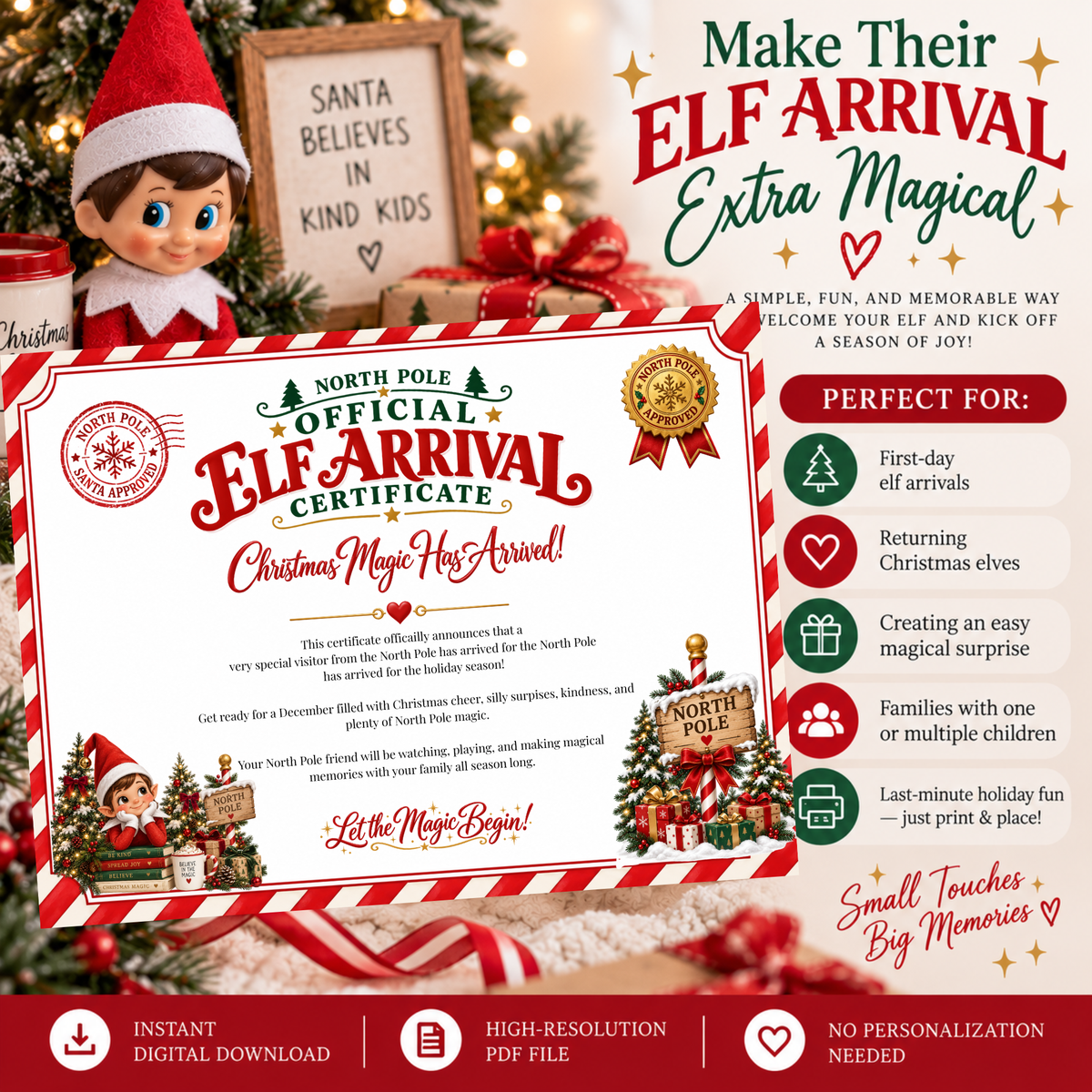 Official Christmas Elf Arrival Certificate — Printable Digital Download