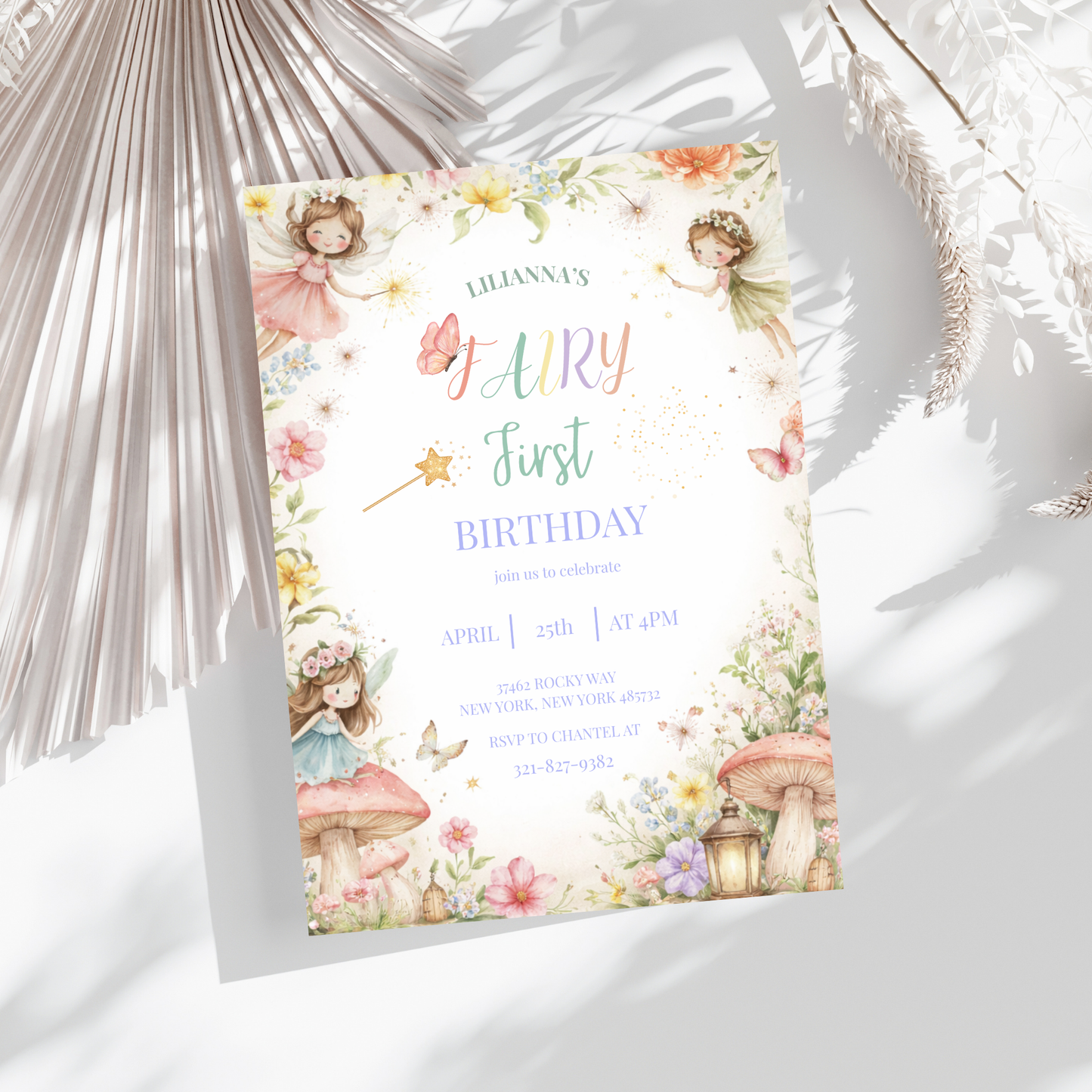 Fairy First Birthday Invitation