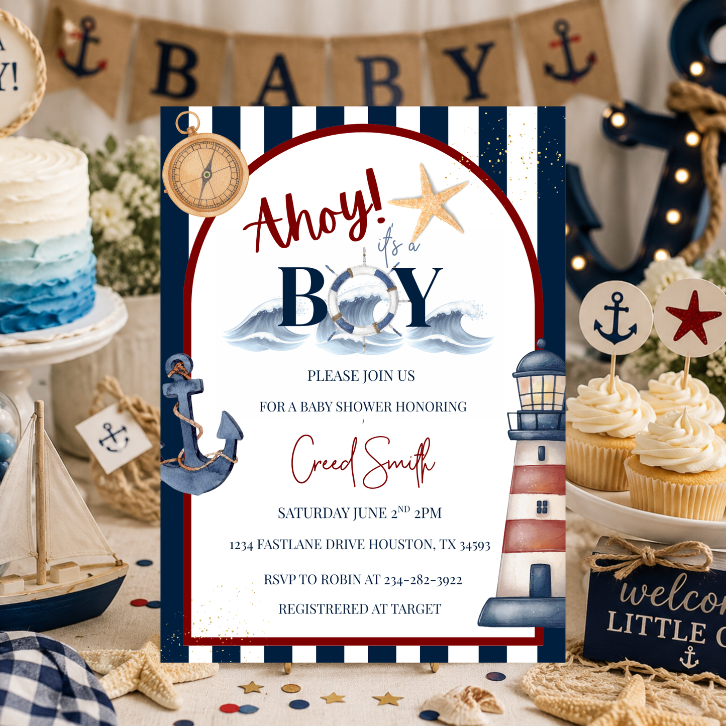Ahoy It's a Boy Baby Shower Invitation