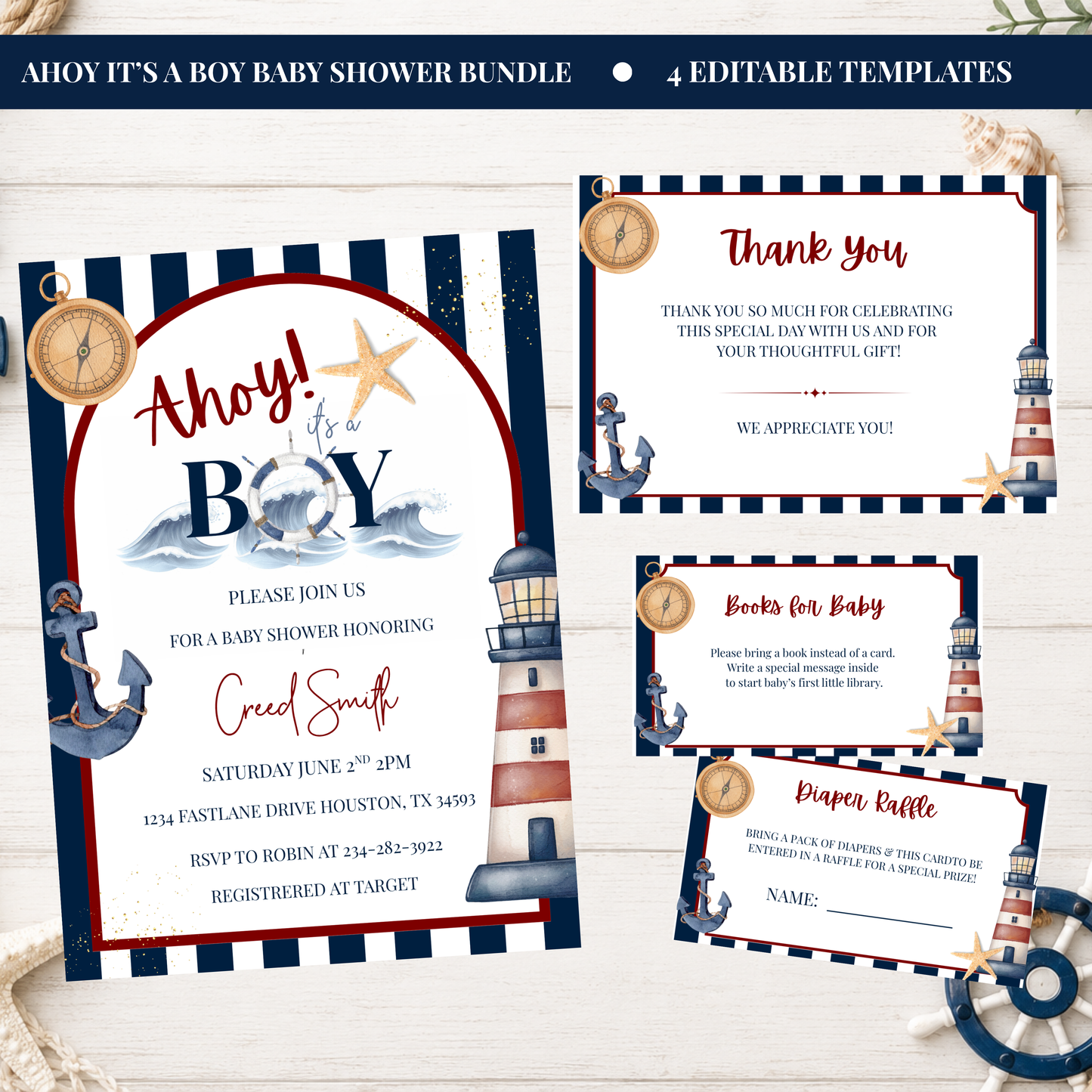 Ahoy It's A Boy Baby Shower Bundle
