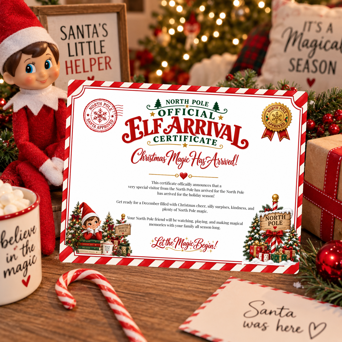 Official Christmas Elf Arrival Certificate — Printable Digital Download