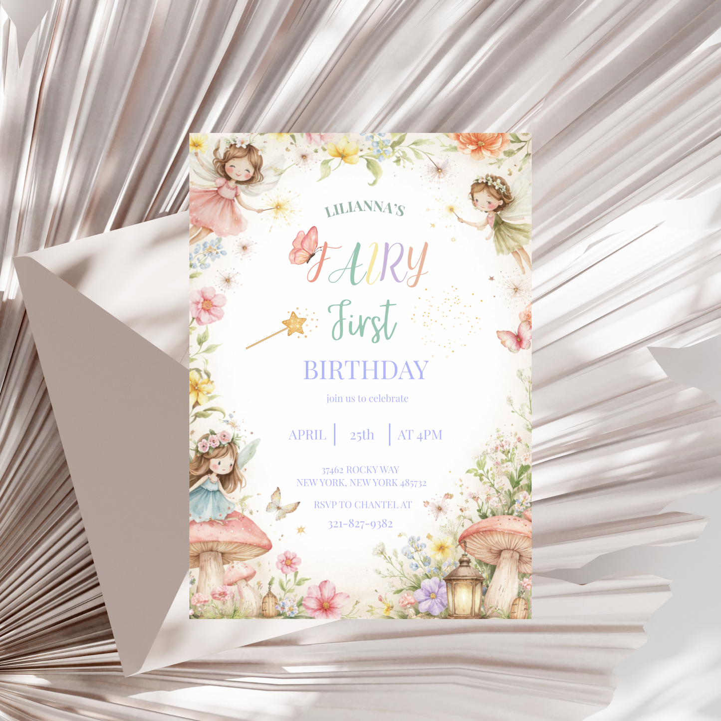 Fairy First Birthday Invitation