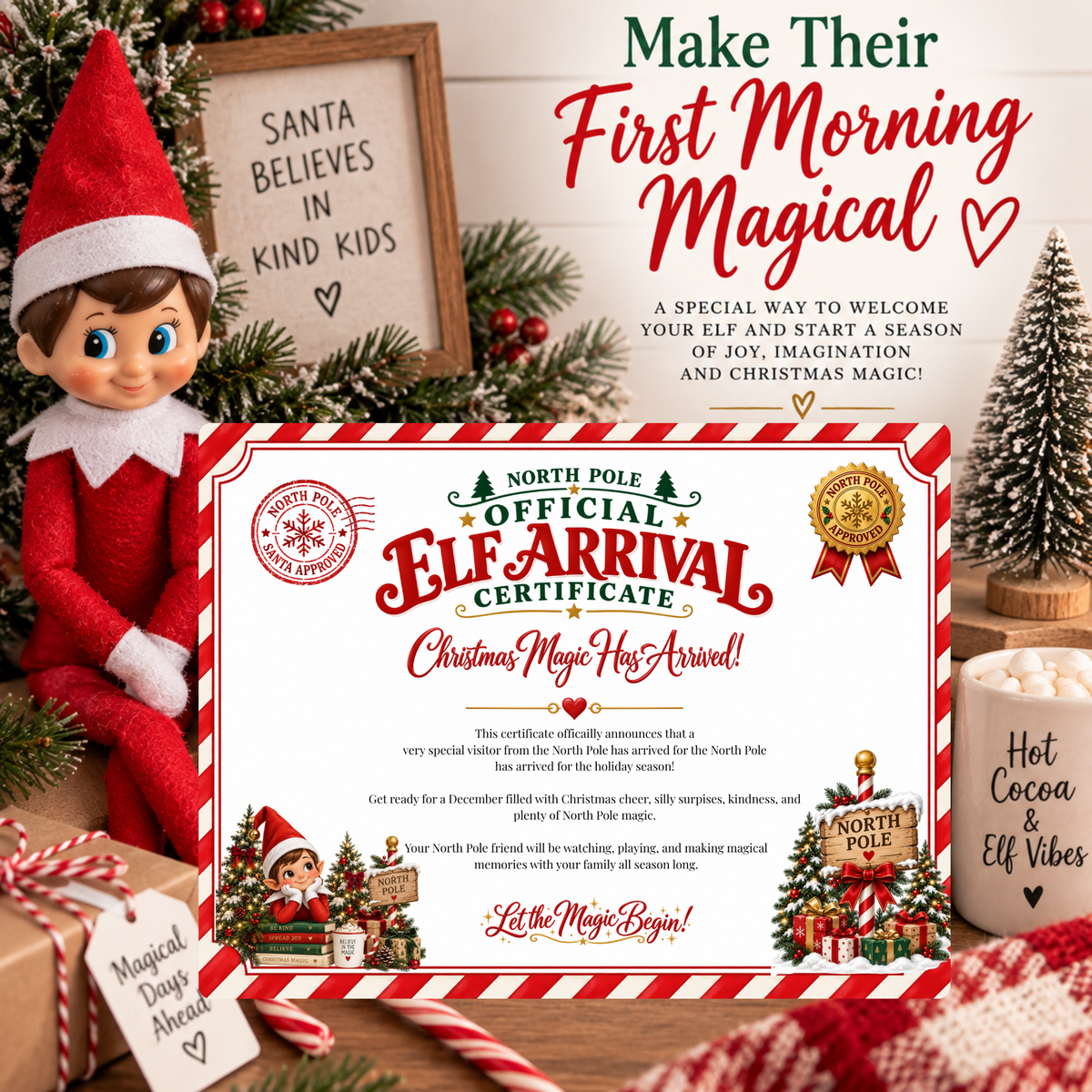 Official Christmas Elf Arrival Certificate — Printable Digital Download