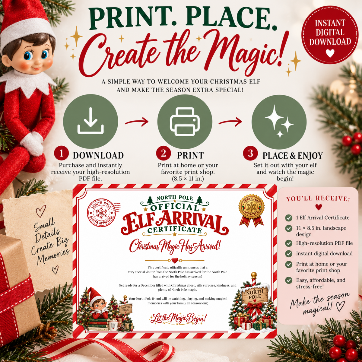 Official Christmas Elf Arrival Certificate — Printable Digital Download