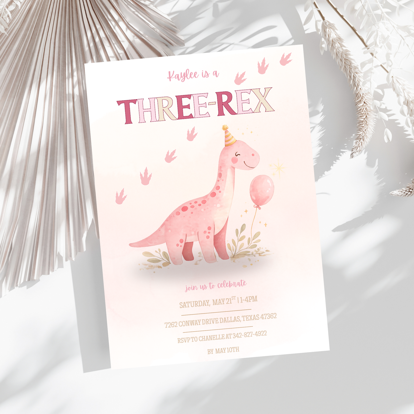 3-Rex Birthday Invitation
