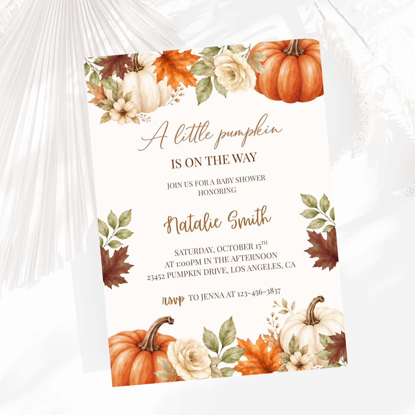 A Little Pumpkin Is On the Way Baby Shower Invitation