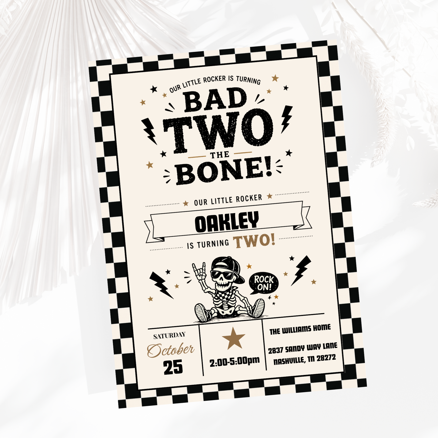 Bad Two the Bone Birthday Invitation