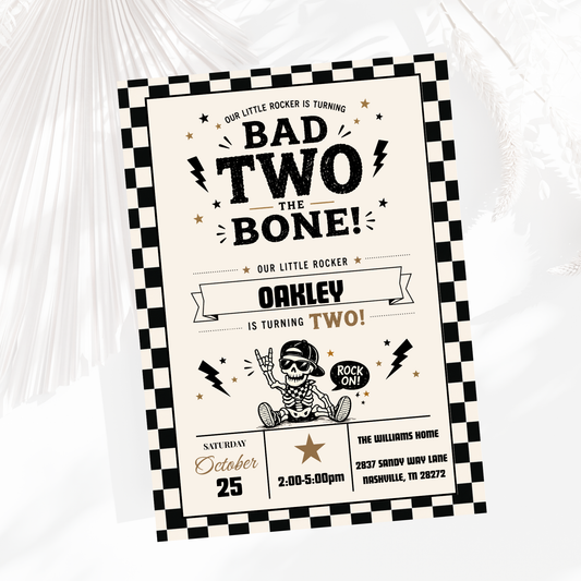 Bad Two the Bone Birthday Invitation