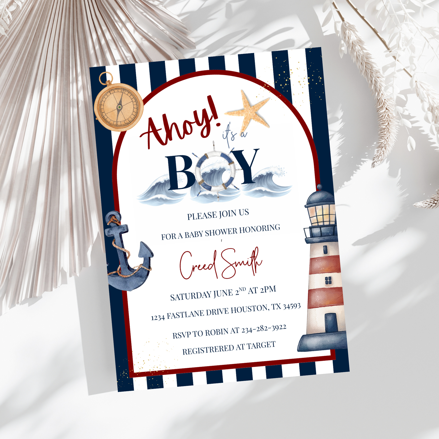 Ahoy It's a Boy Baby Shower Invitation