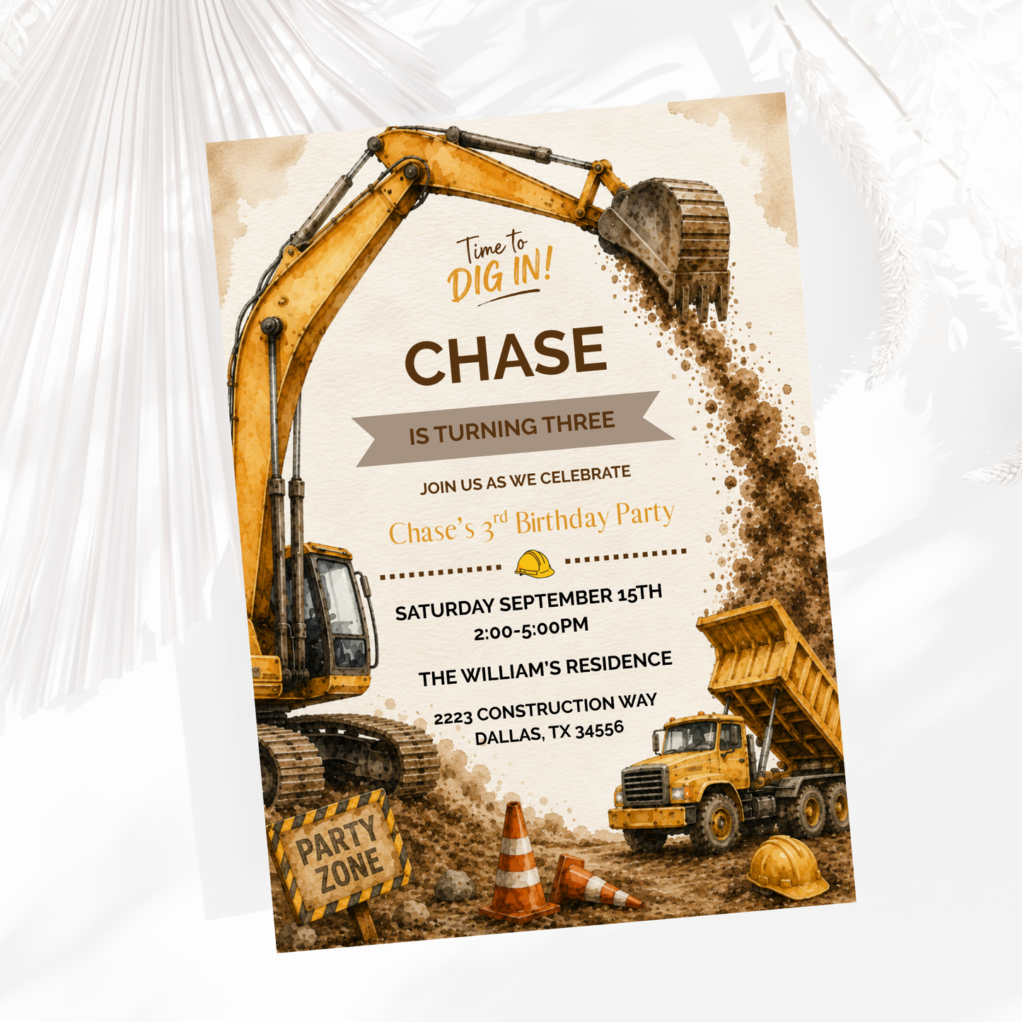 Construction Birthday Party Invitation