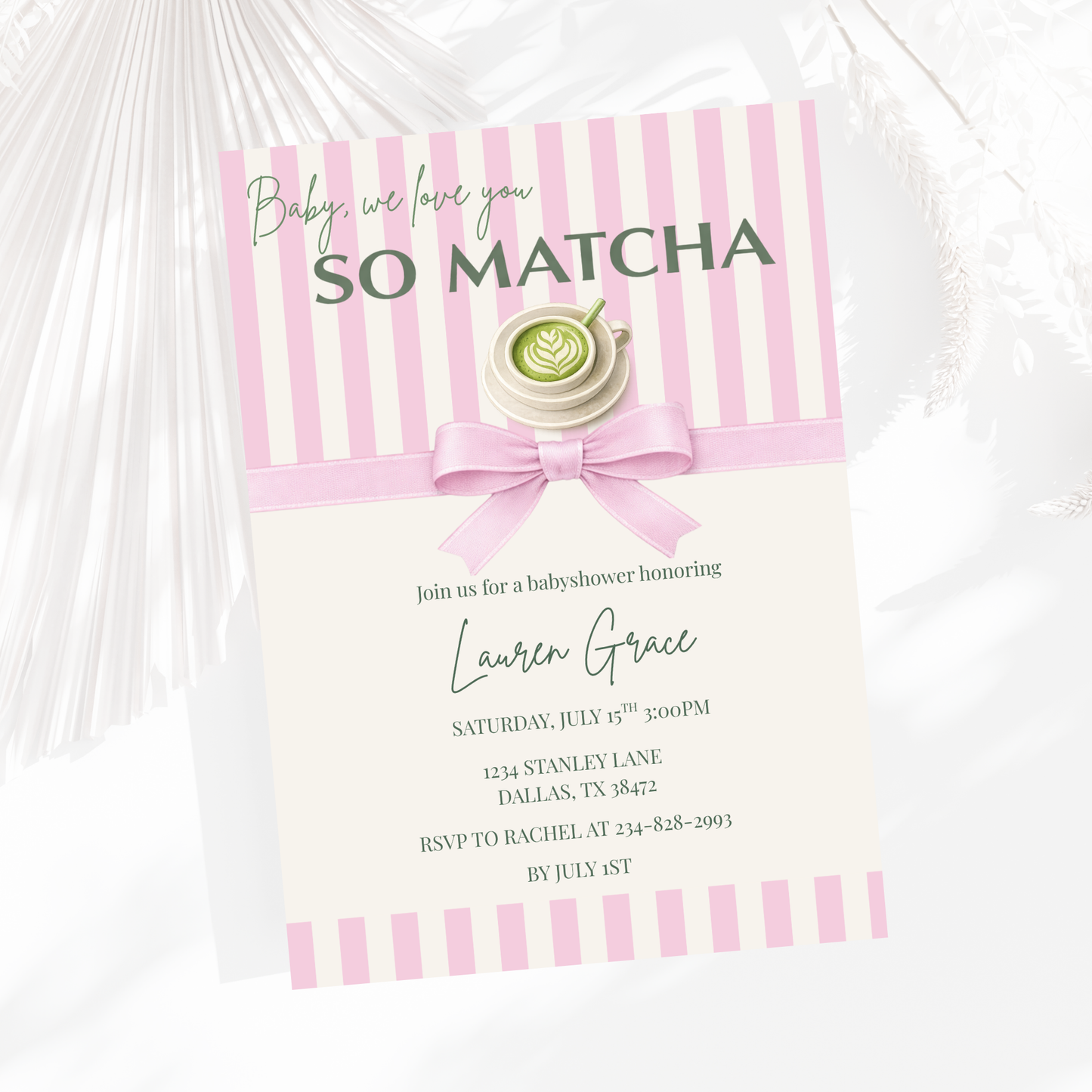 Matcha Baby Shower Invitation