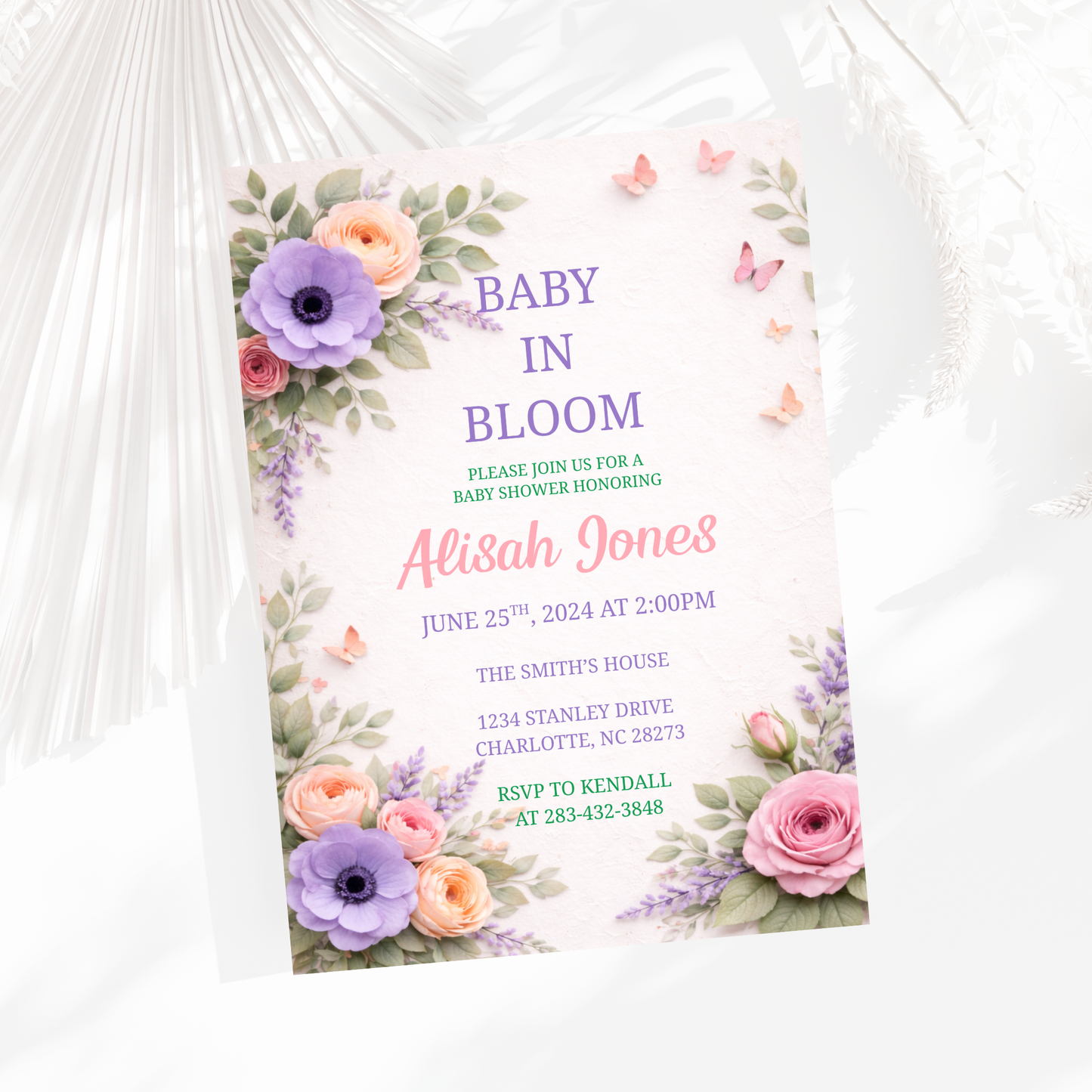Baby In Bloom Baby Shower Invitation
