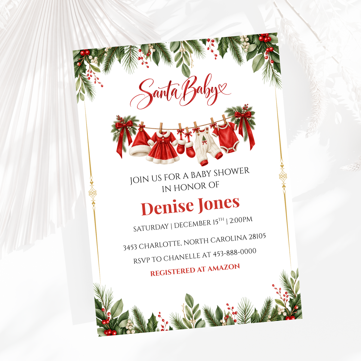 Santa Baby Christmas Baby Shower Invitation