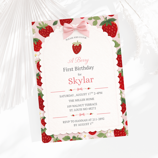 Berry First Birthday Invitation Template