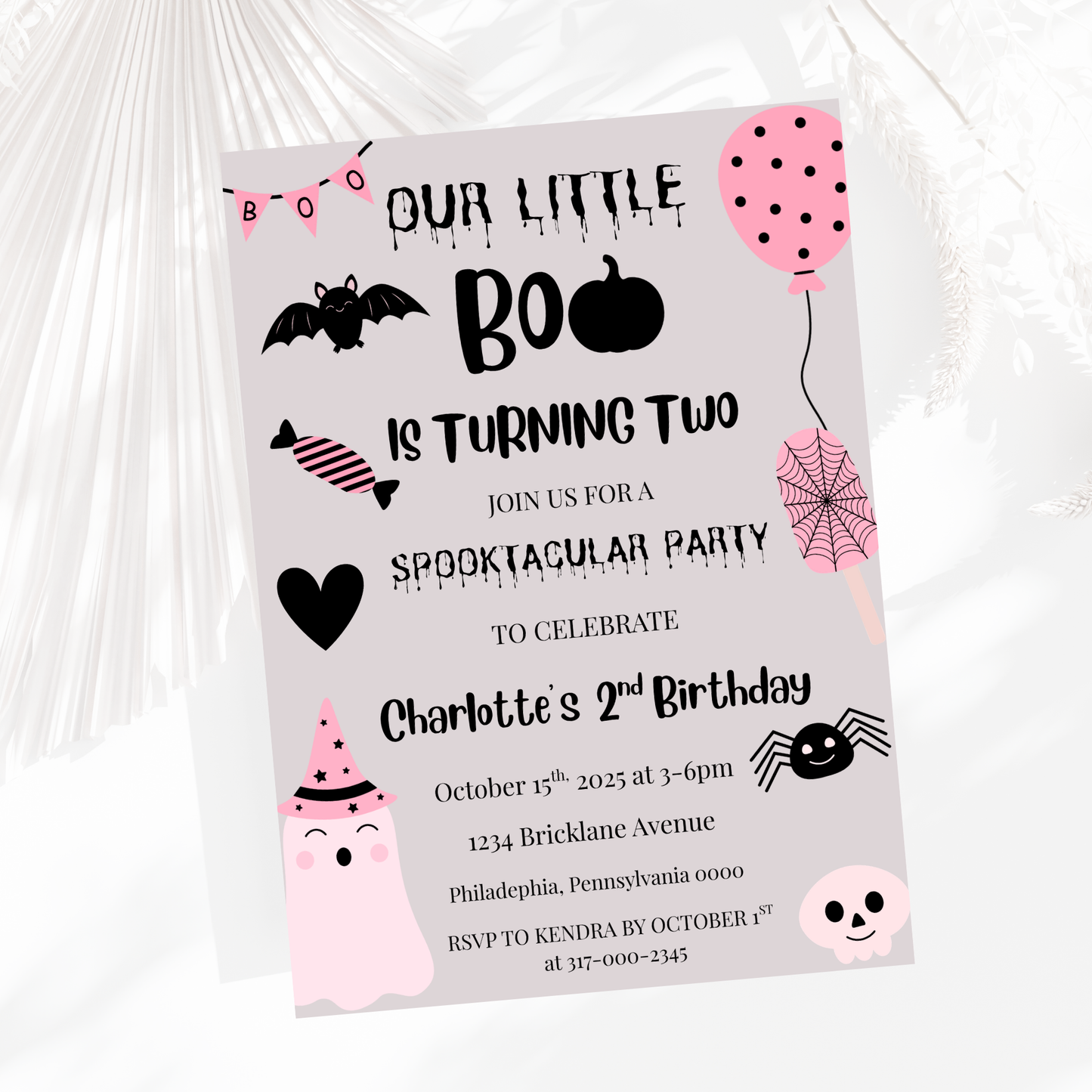 Our Little Boo Is Turning Two Invitation