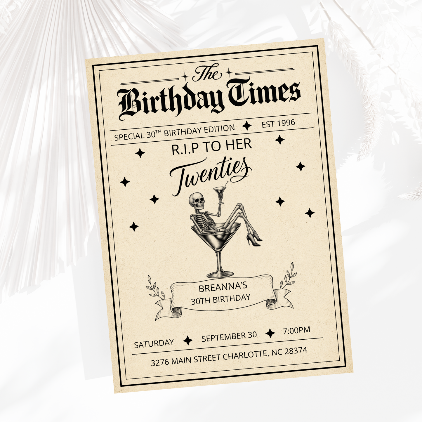 R.I.P to Her Twenties Birthday Invitation