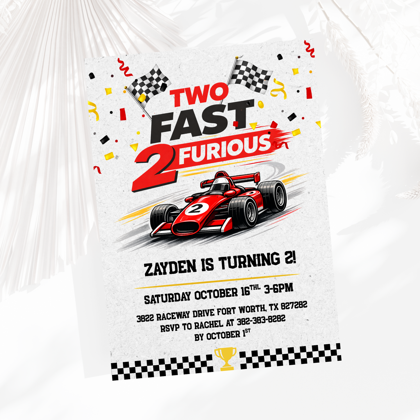 Two Fast Two Furious Birthday Invitation