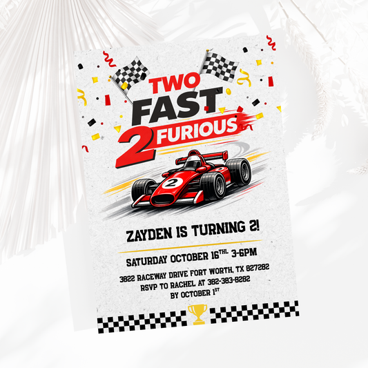Two Fast Two Furious Birthday Invitation