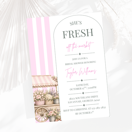 She's Fresh Off the Market Bridal Invitation