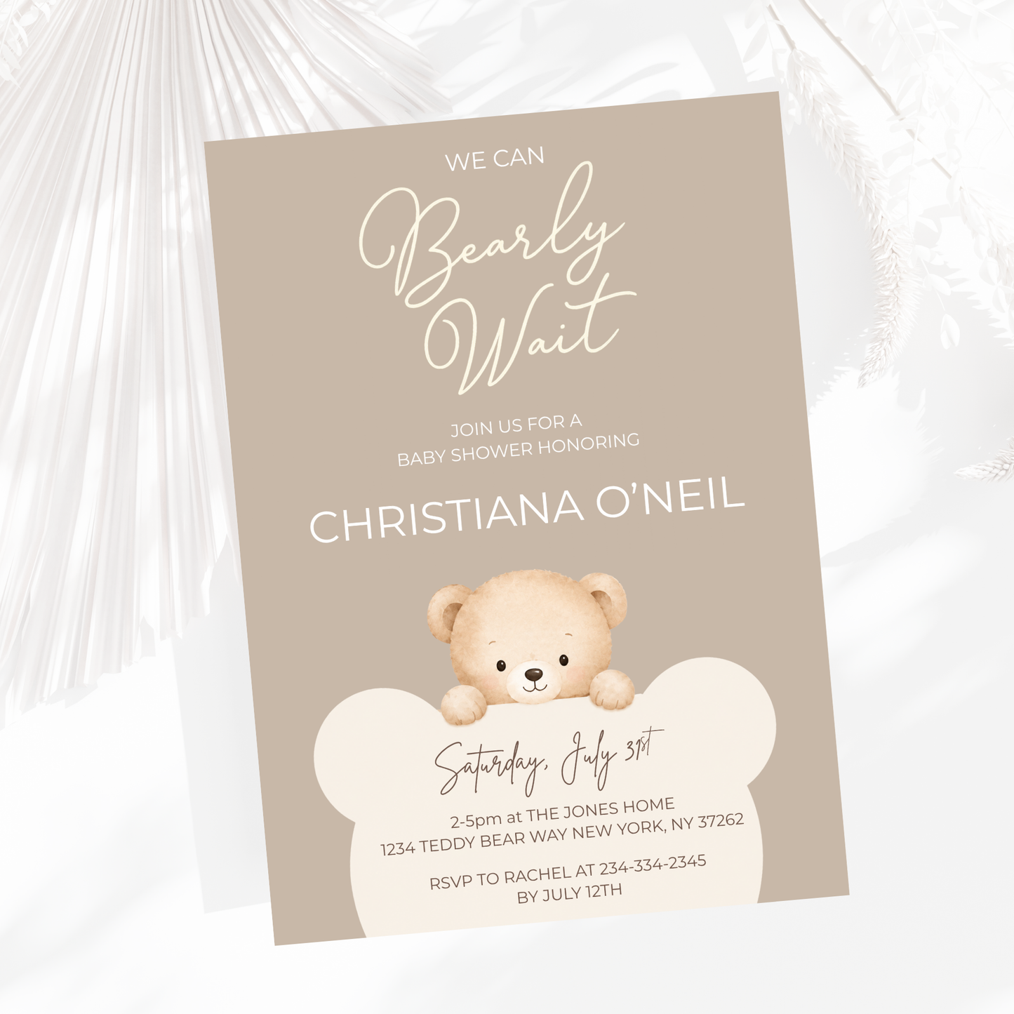 We Can Bearly Wait Baby Shower Invitation