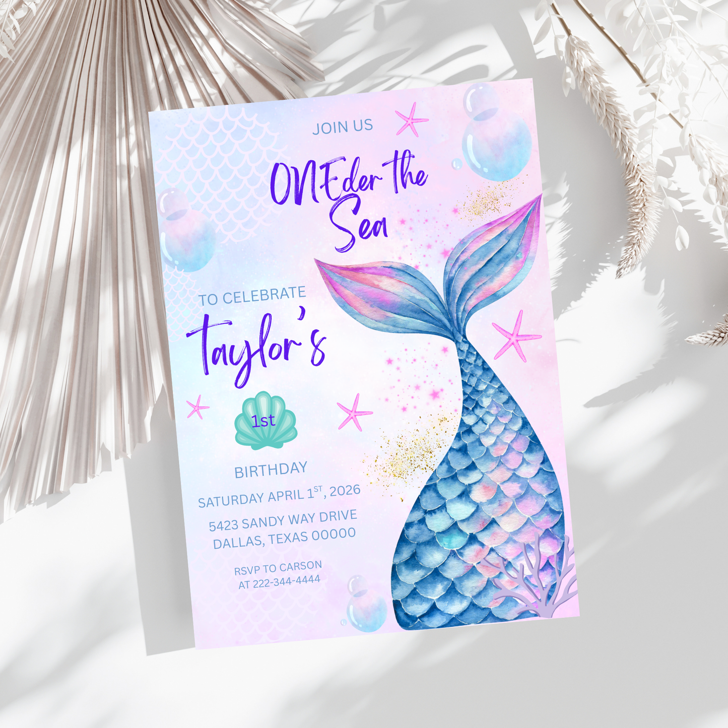 Oneder The Sea First Birthday Invitation