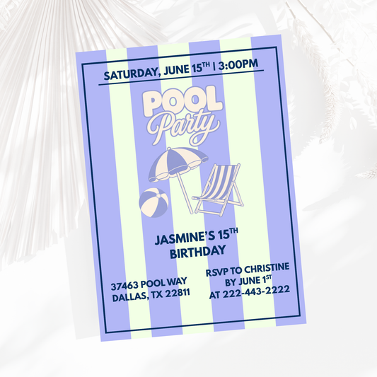 Pool Party Birthday Invitation