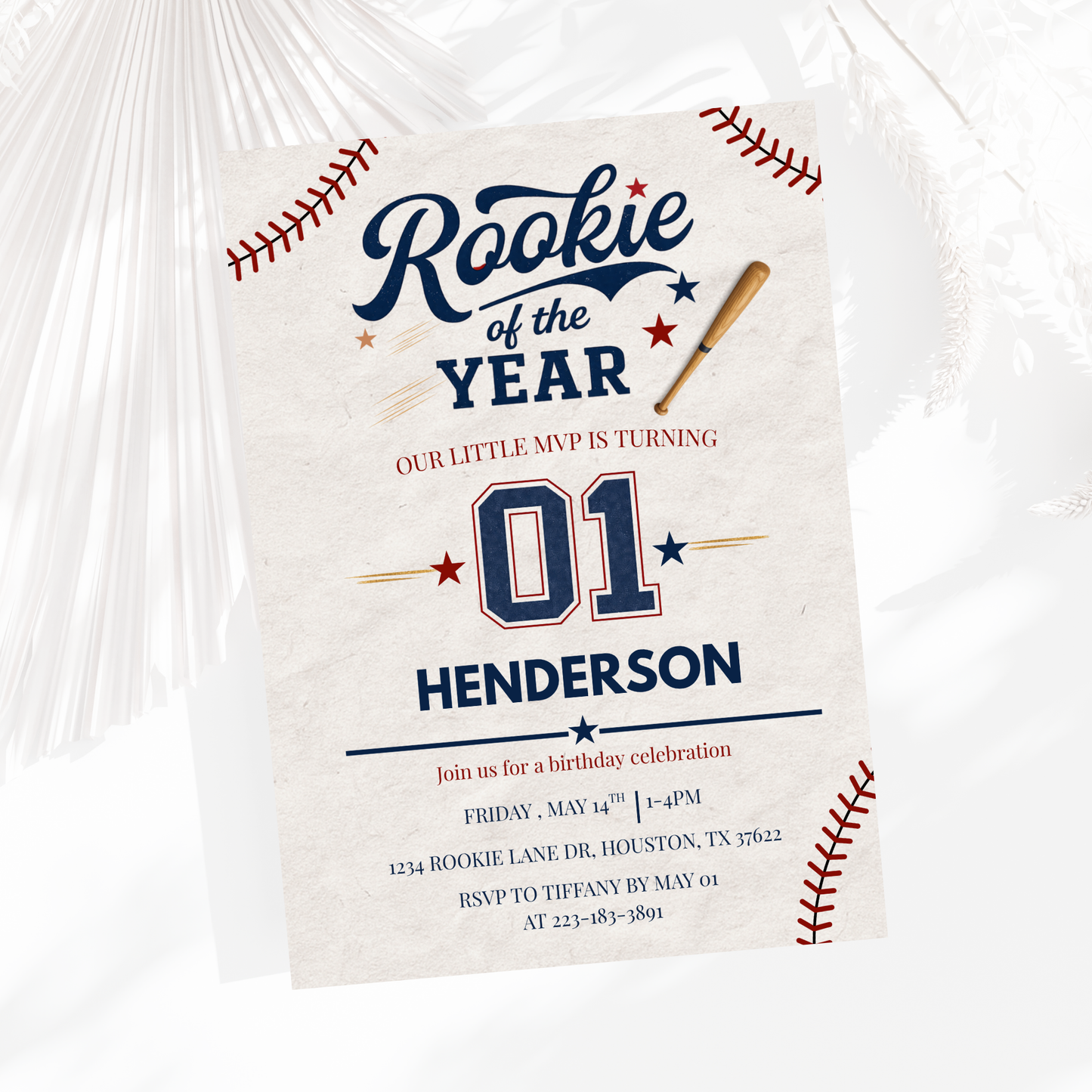 Rookie Year First Birthday Invitation