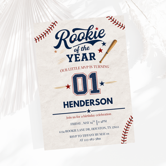 Rookie Year First Birthday Invitation