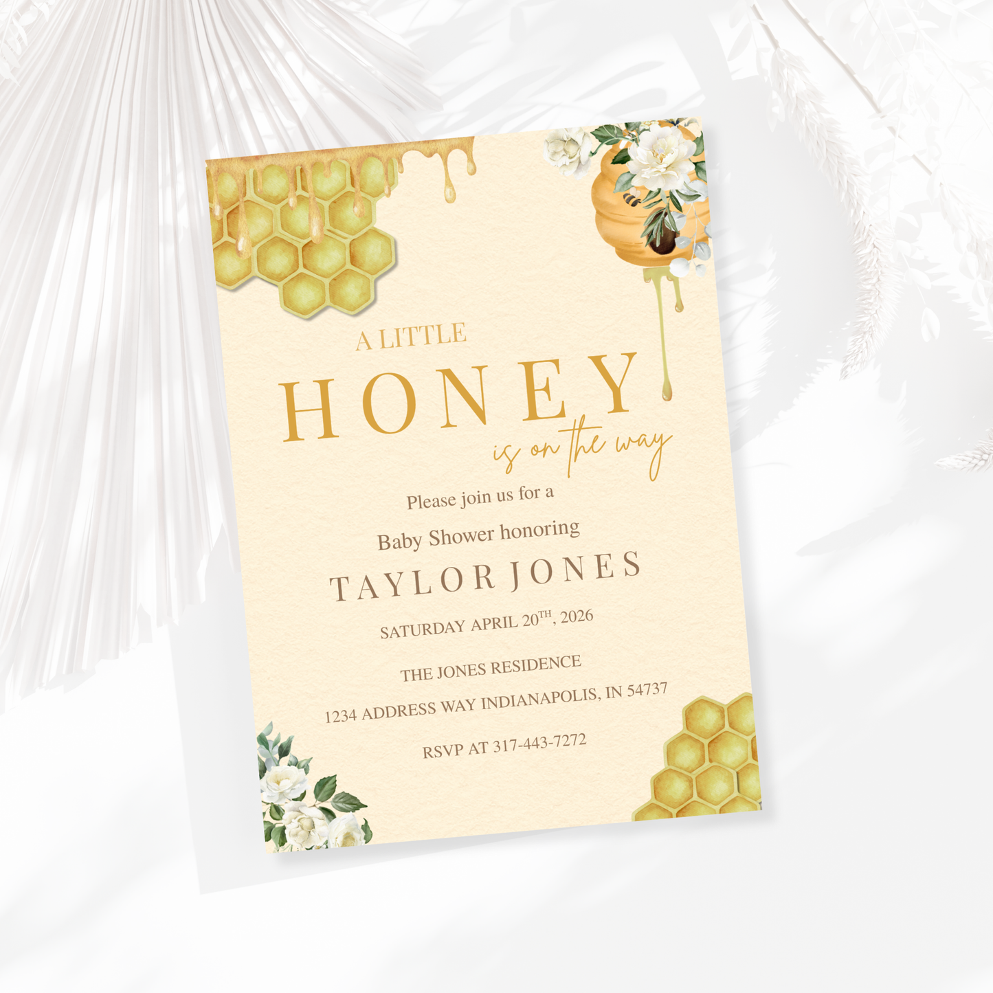 A Little Honey is on the Way Baby Shower Invitation