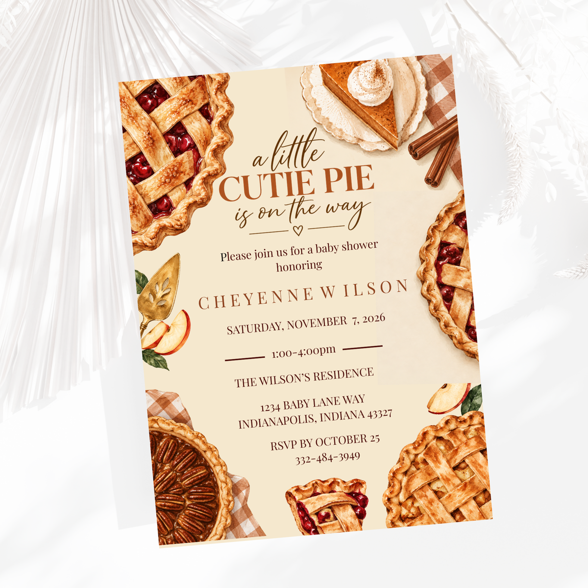 A Little Cutie Pie Is on the Way Baby Shower Invitation