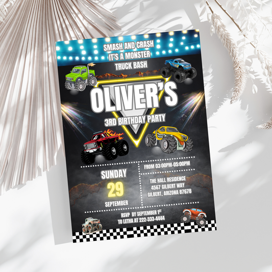 Monster Truck Birthday Invitation
