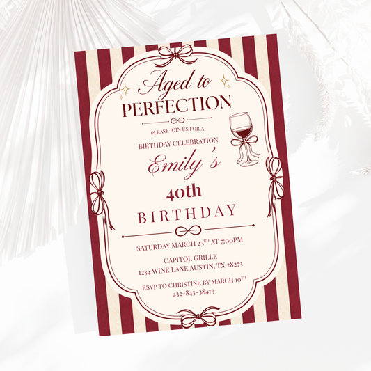 Aged To Perfection Birthday Invitation