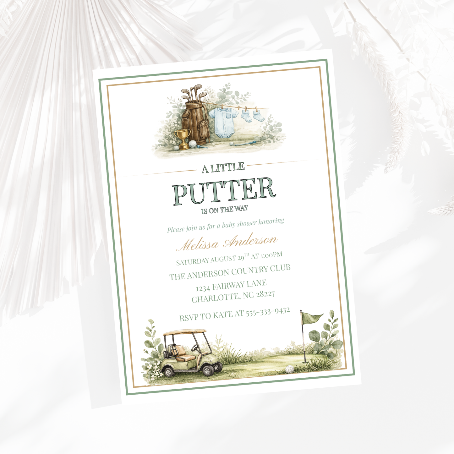 A Little Putter Is on The Way Baby Shower Invitation