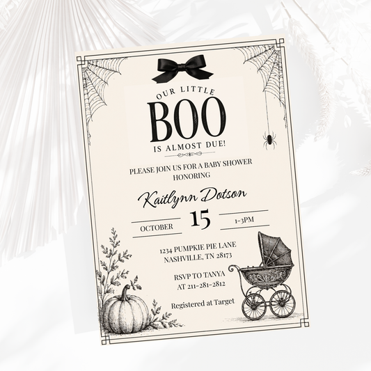 Our Little Boo is Almost Due Baby Shower Invitation
