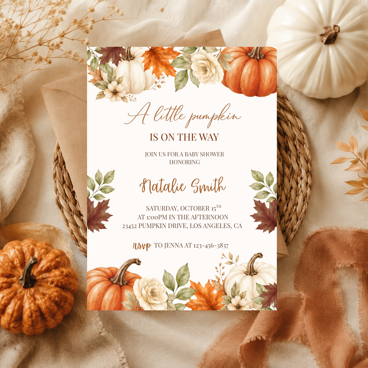 A Little Pumpkin Is On the Way Baby Shower Invitation