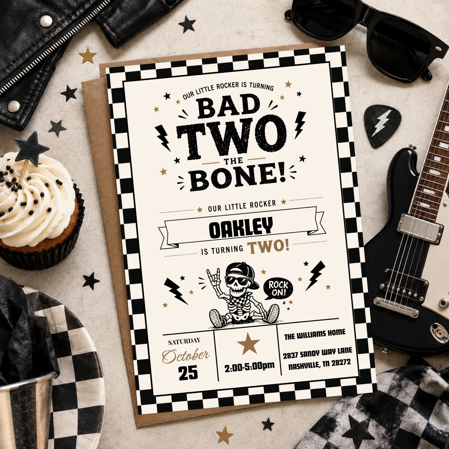 Bad Two the Bone Birthday Invitation