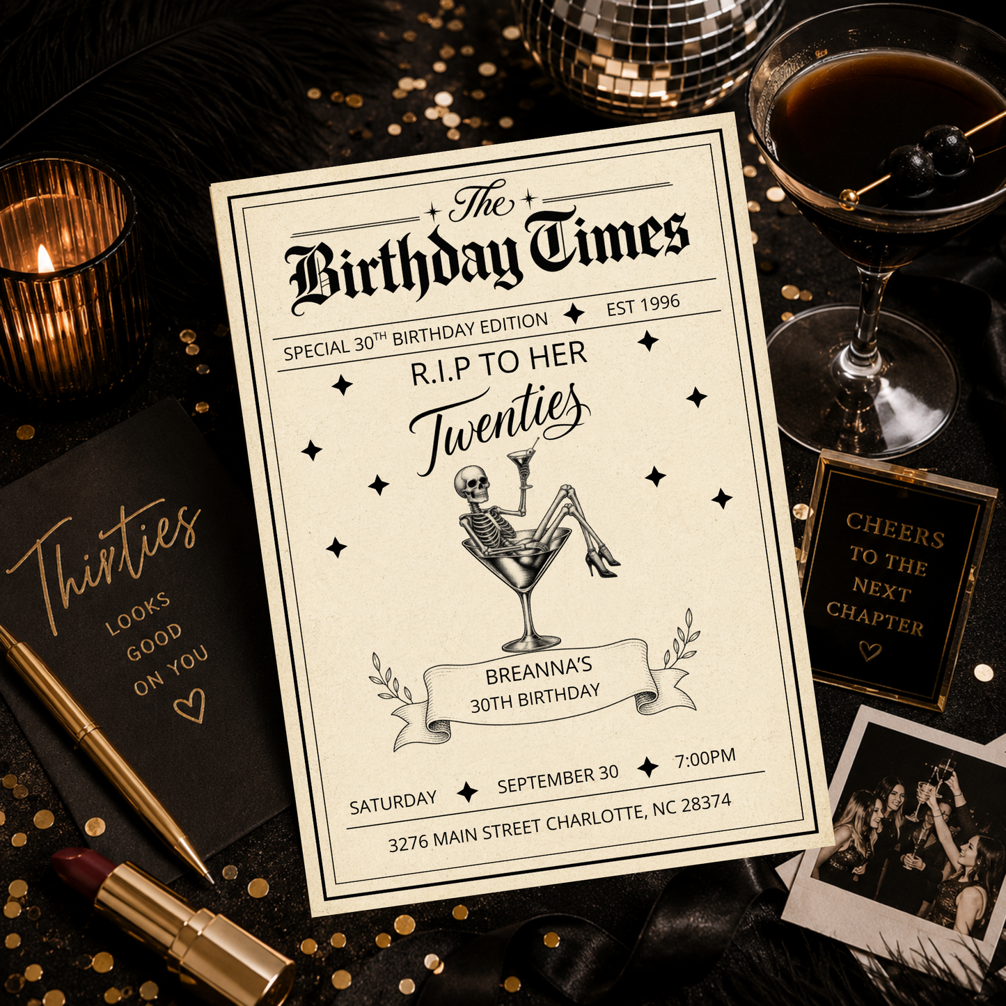 R.I.P to Her Twenties Birthday Invitation