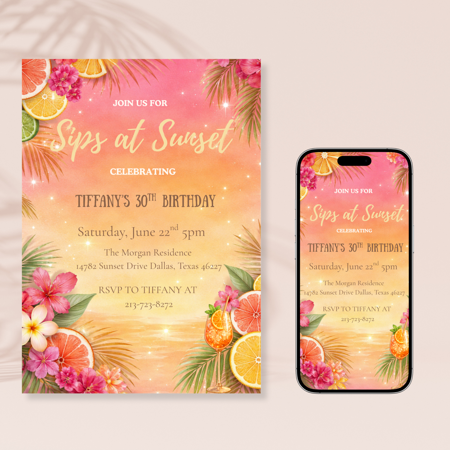 Sunset Soiree Birthday Invitation