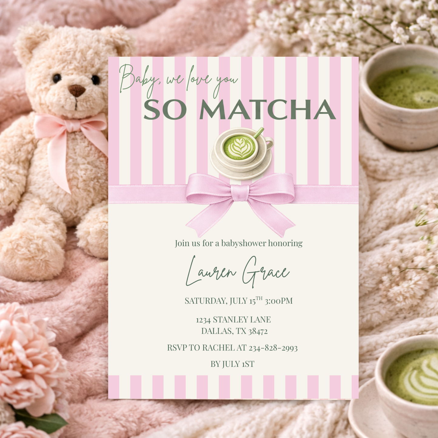 Matcha Baby Shower Invitation