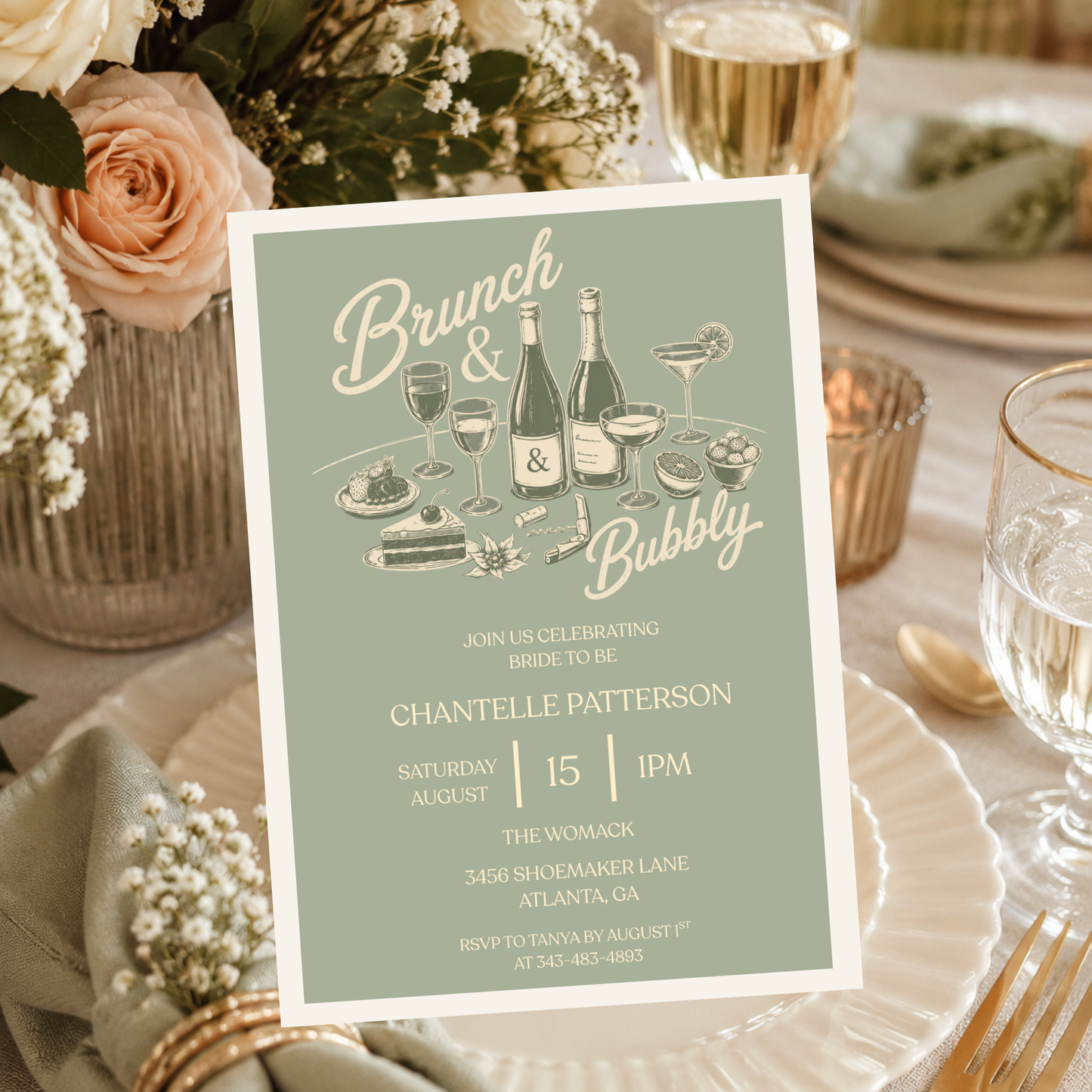 Brunch and Bubbly Bridal Shower Invitation