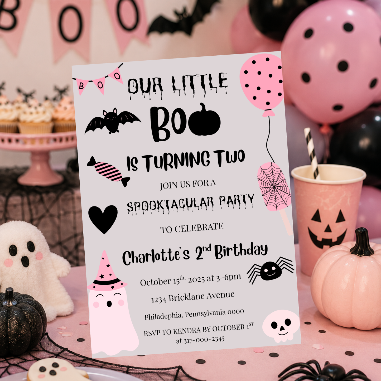 Our Little Boo Is Turning Two Invitation